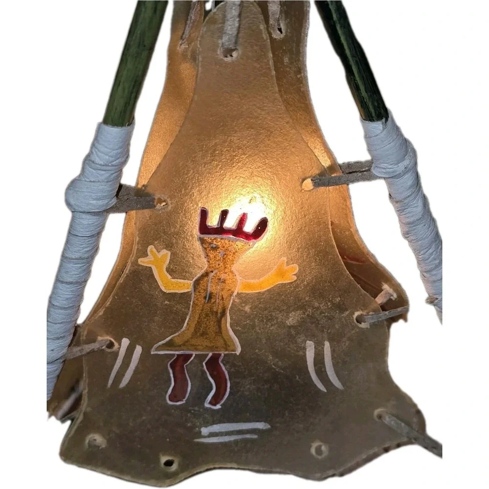🏕️ Vintage Native American Teepee Lamp EUC Western Southwestern‎ Decor